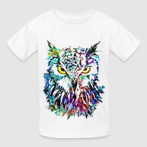 Colorful Owl - Owlet Head Drawing - Heavyweight Kid's T-Shirt