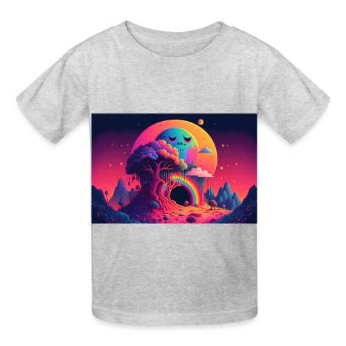 Sleepy Moon Over Forest Rainbow Portal - Hanes Youth T-Shirt