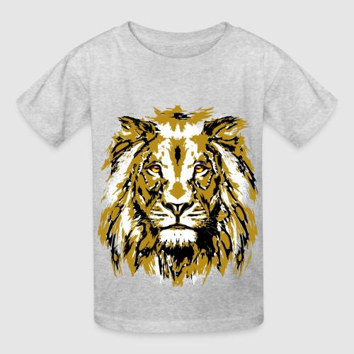 Grunge Lion Head Portrait Drawing - Vintage Lion - Heavyweight Kid's T-Shirt