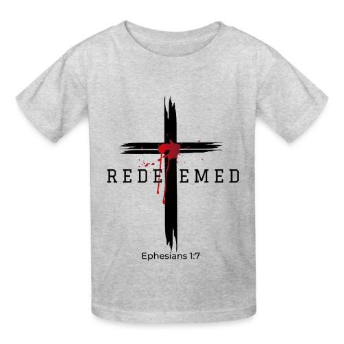 Redeemed by the blood of Jesus - Ephesians 1:7 - Heavyweight Kid's T-Shirt