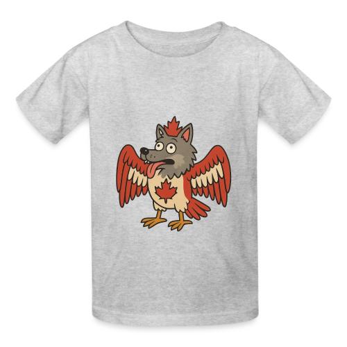 Maple-Mad Wolfbird – Quirky Canadian Creature - Heavyweight Kid's T-Shirt
