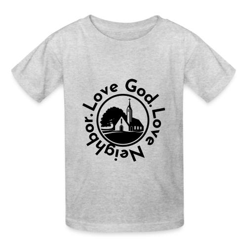 BW Love God Love Neighbor Emblem - Heavyweight Kid's T-Shirt
