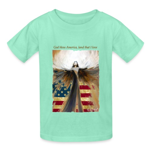 God bless America Angel_Strong color_Brown type - Hanes Youth T-Shirt