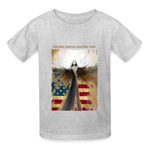 God bless America Angel_Strong color_Brown type - Heavyweight Kid's T-Shirt