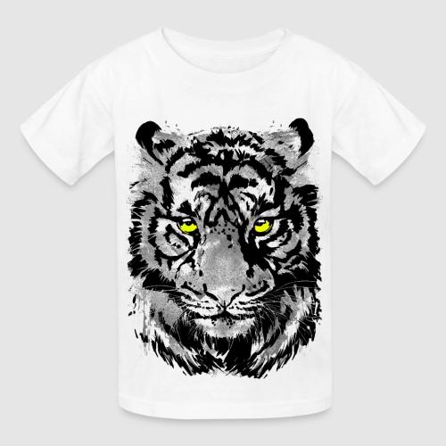 Gray Tiger Head Drawing - Black and white Tiger - Heavyweight Kid's T-Shirt
