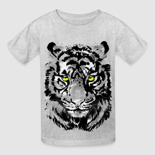 Gray Tiger Head Drawing - Black and white Tiger - Heavyweight Kid's T-Shirt