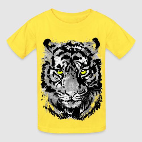 Gray Tiger Head Drawing - Black and white Tiger - Heavyweight Kid's T-Shirt