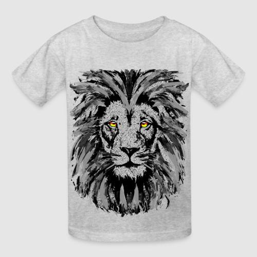 Artistic Lion Head Portrait Drawing - Gray Lion - Heavyweight Kid's T-Shirt