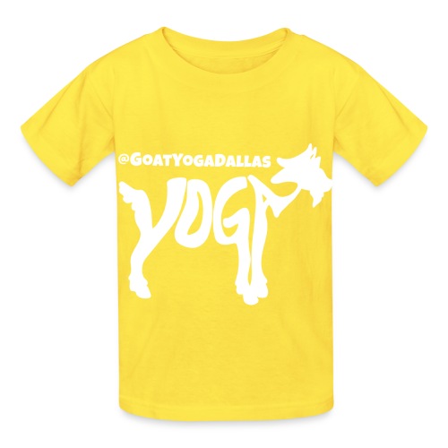 Goat Yoga Dallas White Logo - Hanes Youth T-Shirt