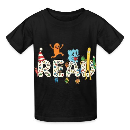 Whimsical READ Kids Cartoon - Heavyweight Kid's T-Shirt