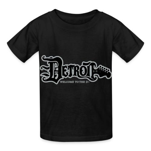 DETROIT GUITAR WTTD BLK SLR REG FONT - Heavyweight Kid's T-Shirt