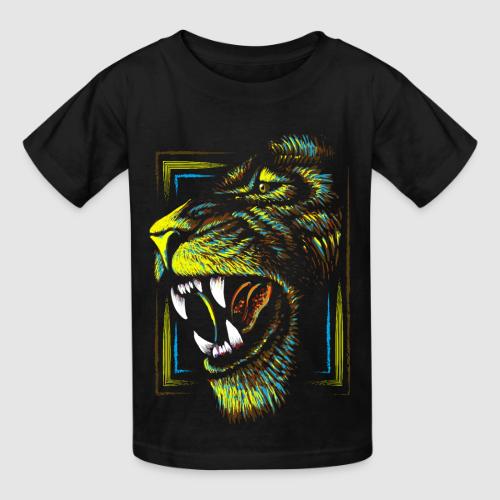 Colorful Artistic Lion Head - Roaring Lion Drawing - Heavyweight Kid's T-Shirt