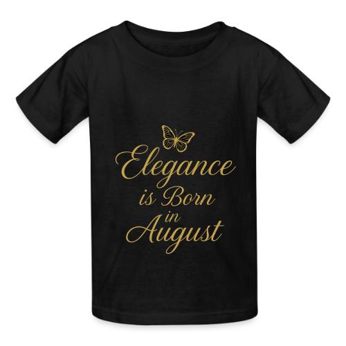 Elegance Is Born in August | Gold Butterfly - Heavyweight Kid's T-Shirt