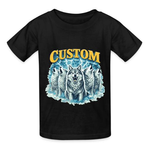 Custom Wolf Pack Howling Moon Vintage Wilderness - Heavyweight Kid's T-Shirt