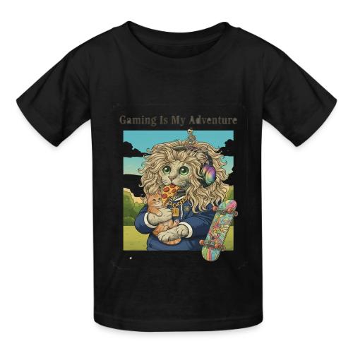 Gaming Cat Adventure: Pizza & Skates - Heavyweight Kid's T-Shirt