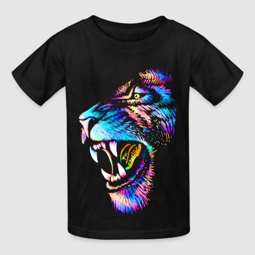 Colorful Lion Head Portrait Drawing - Roaring Lion - Heavyweight Kid's T-Shirt