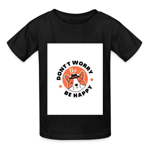 Don't Worry be Happy Cool Dog - Heavyweight Kid's T-Shirt