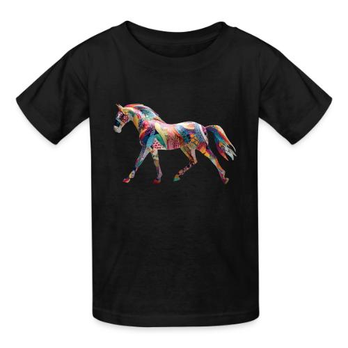 Colorful Abstract Horse Art Design - Heavyweight Kid's T-Shirt