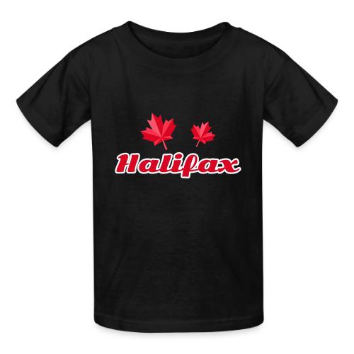 Halifax with two red maple leaves - Heavyweight Kid's T-Shirt