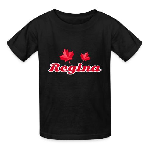 Regina with two red maple leaves - Heavyweight Kid's T-Shirt