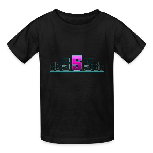 Number 5 in Magenta: Varsity Font - Heavyweight Kid's T-Shirt