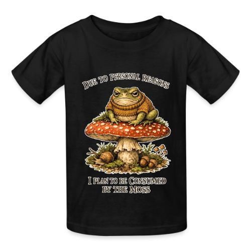 Frog Consumed by Moss Cottagecore Aesthetic - Heavyweight Kid's T-Shirt