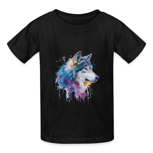 Splash-Art Wolf Head - Heavyweight Kid's T-Shirt