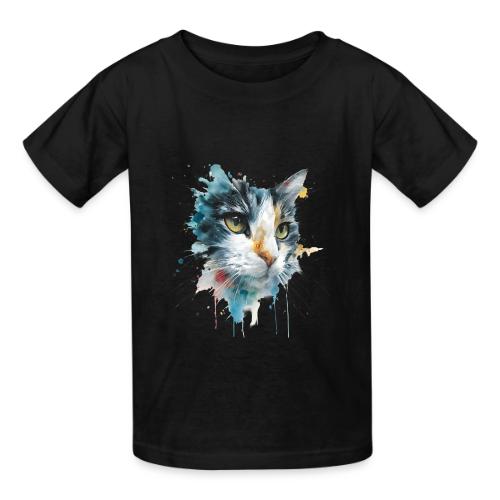 Watercolor cat face - Heavyweight Kid's T-Shirt
