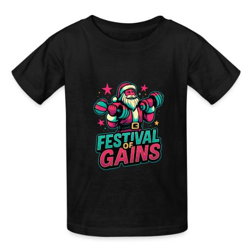 Festival of Gains Funny Gym Santa Christmas - Heavyweight Kid's T-Shirt