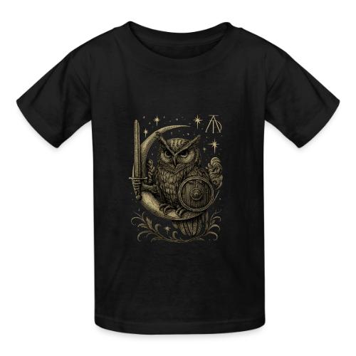Moon Warrior Owl – Celestial Strength Tee - Heavyweight Kid's T-Shirt
