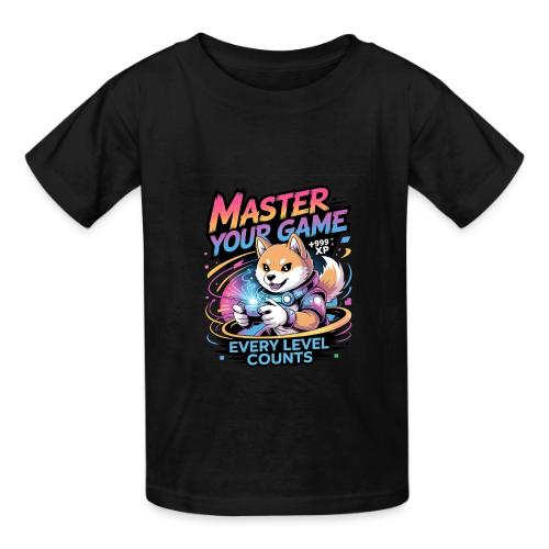 Cute Gamer Shiba Inu Level Up - Heavyweight Kid's T-Shirt