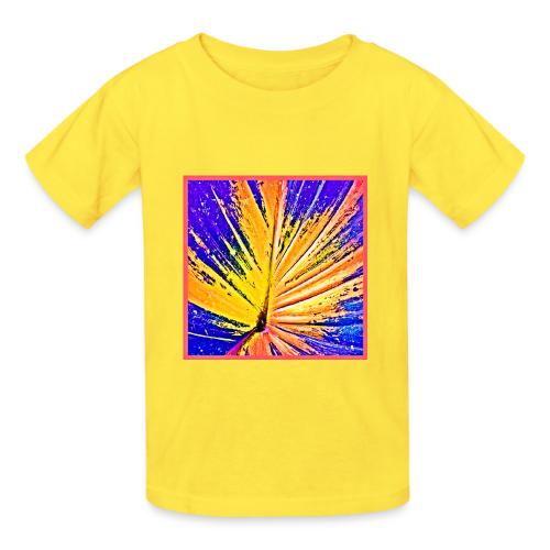 Vibrant Neon Leaf Pattern - Heavyweight Kid's T-Shirt