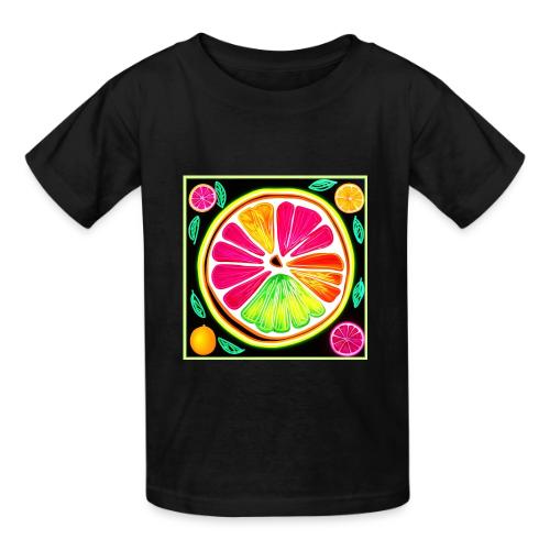Neon Citrus Fruit Fiesta - Heavyweight Kid's T-Shirt