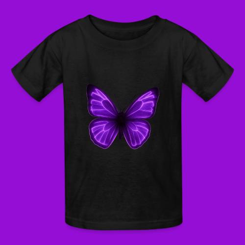 Neon Purple Butterfly - Heavyweight Kid's T-Shirt