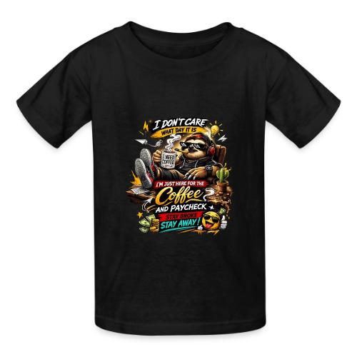 Just Here for Coffee and Paycheck - Heavyweight Kid's T-Shirt