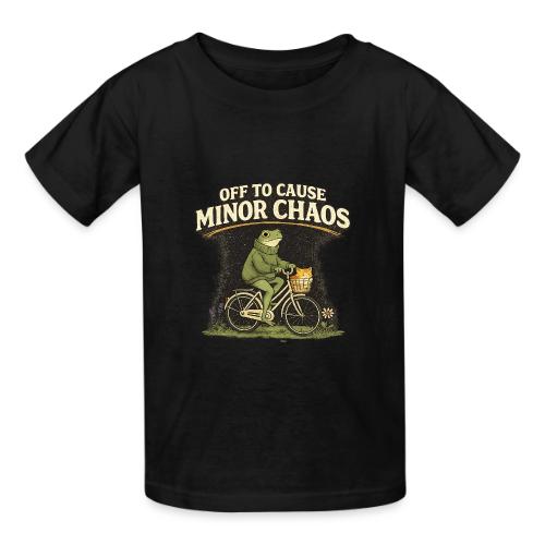 Minor Chaos Vintage Frog and Cat on Bicycle - Heavyweight Kid's T-Shirt