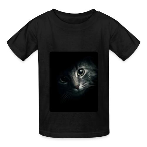 Cat Face in Shadow Close-Up Design - Heavyweight Kid's T-Shirt
