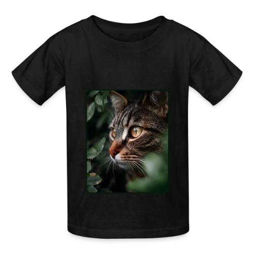 Tabby Cat Jungle Eyes Design - Heavyweight Kid's T-Shirt