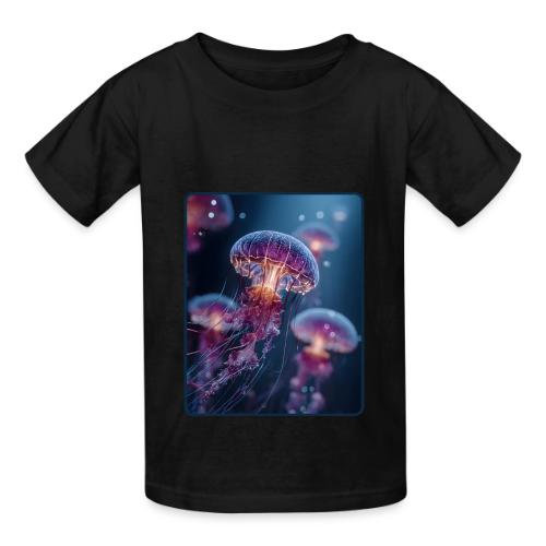 Glowing Jellyfish Deep Sea Design - Heavyweight Kid's T-Shirt