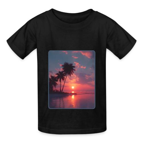Tropical Sunset Ocean Reflection Design - Heavyweight Kid's T-Shirt