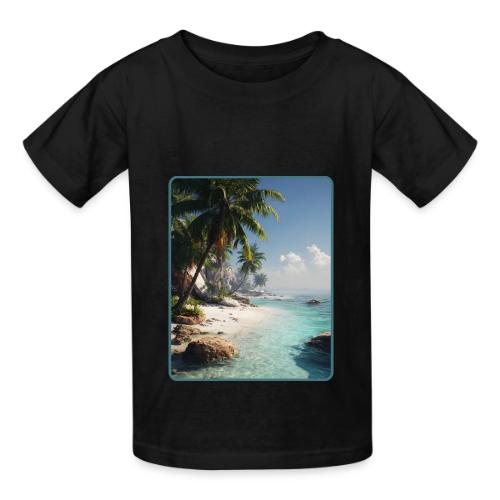 Tropical Beach Paradise Palm Design - Heavyweight Kid's T-Shirt
