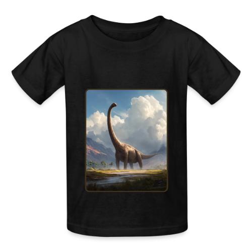 Brachiosaurus Valley Landscape Design - Heavyweight Kid's T-Shirt