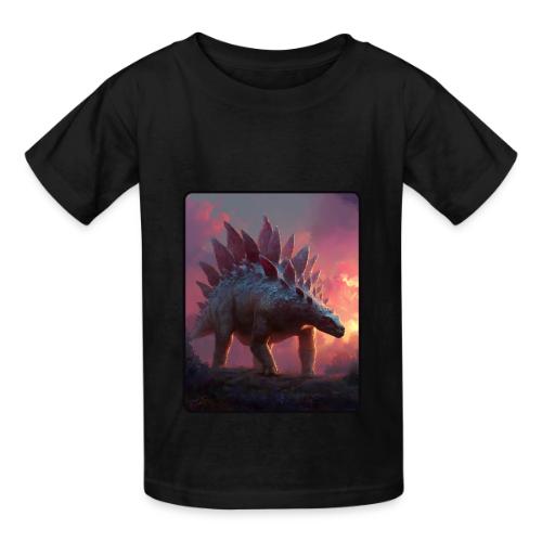 Stegosaurus Sunset Forest Design - Heavyweight Kid's T-Shirt