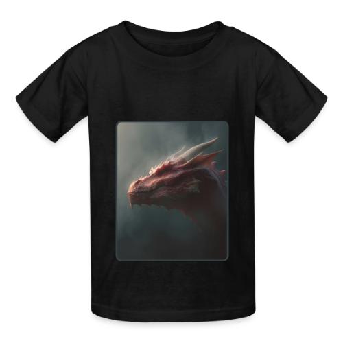 Red Dragon Fog Portrait Design - Heavyweight Kid's T-Shirt