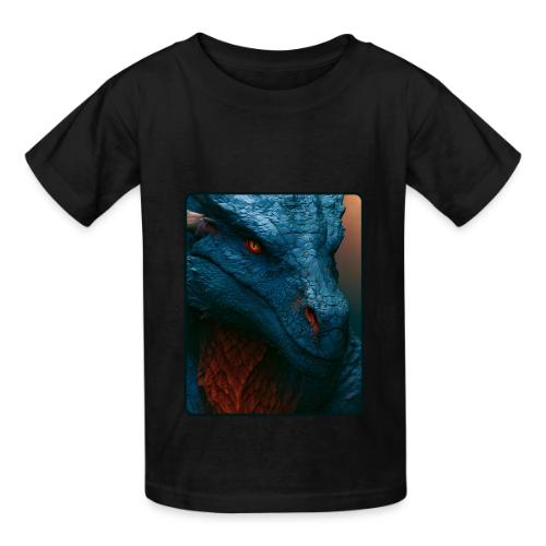 Turquoise Dragon Fire Eye Design - Heavyweight Kid's T-Shirt