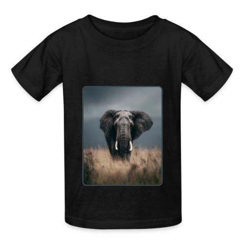 Majestic African Elephant Portrait Design - Heavyweight Kid's T-Shirt