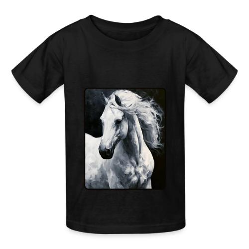 White Horse Oil Painting Design - Heavyweight Kid's T-Shirt