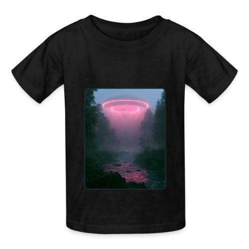 Neon UFO Forest River Design - Heavyweight Kid's T-Shirt