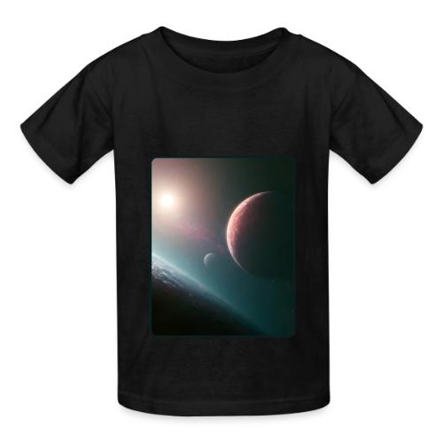 Deep Space Planet Horizon Art - Heavyweight Kid's T-Shirt