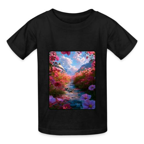 Dreamy Cosmos Valley Landscape Art - Heavyweight Kid's T-Shirt